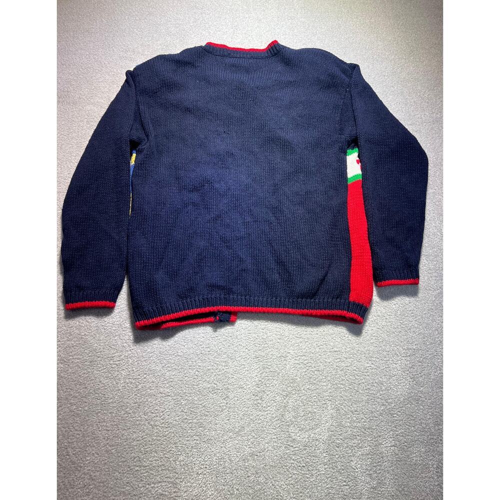 Alexandra Bartlett Womens Blue Multi Embroidered Long Sleeves Cat Sweater Size L - Picture 2 of 5